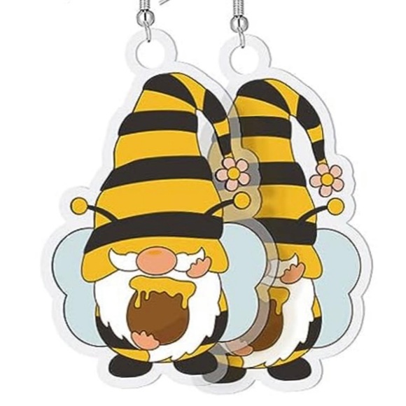 Acrylic Honeybee Gnome Earrings - Picture 6 of 7